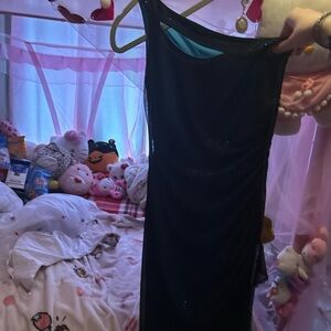 black and teal prom dress